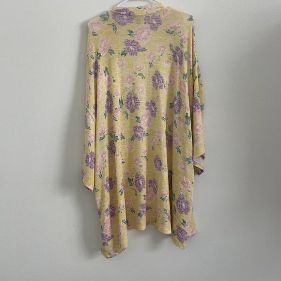 Torrid Cardigan Sweater Women 3X Yellow Floral Short Sleeve Open Knit Boho - Picture 6 of 8